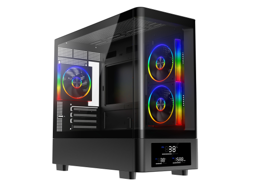 Powercool PC-GRAVITY-BLK Micro Tower Gaming Case - Black 